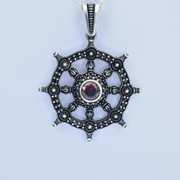 Dharma Wheel necklace dharmachakra pendant Buddhist necklace Wheel of Dharma gift for men women