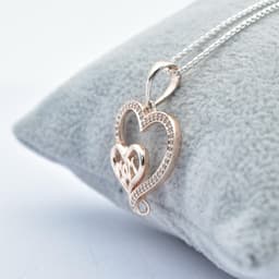  925 Sterling Silver Rose gold MOM Love Heart Necklace with Zirconia | Pendant Chain |Gift for Women and Girls