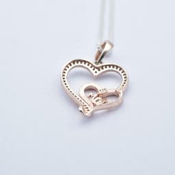  925 Sterling Silver Rose gold MOM Love Heart Necklace with Zirconia | Pendant Chain |Gift for Women and Girls