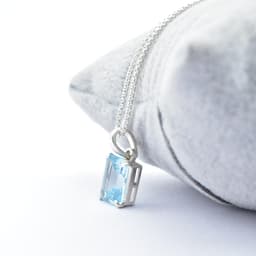 Square Blue Topaz Solitaire Pendant in Silver