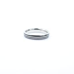 Black Enamel Stripes Sterling Silver Band Ring