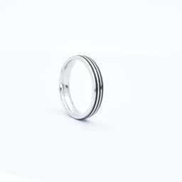 Black Enamel Stripes Sterling Silver Band Ring