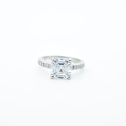  Sterling Silver Engagement Ring, Asscher Cut Diamond Inspired Ring| Elegant Whites Collection,